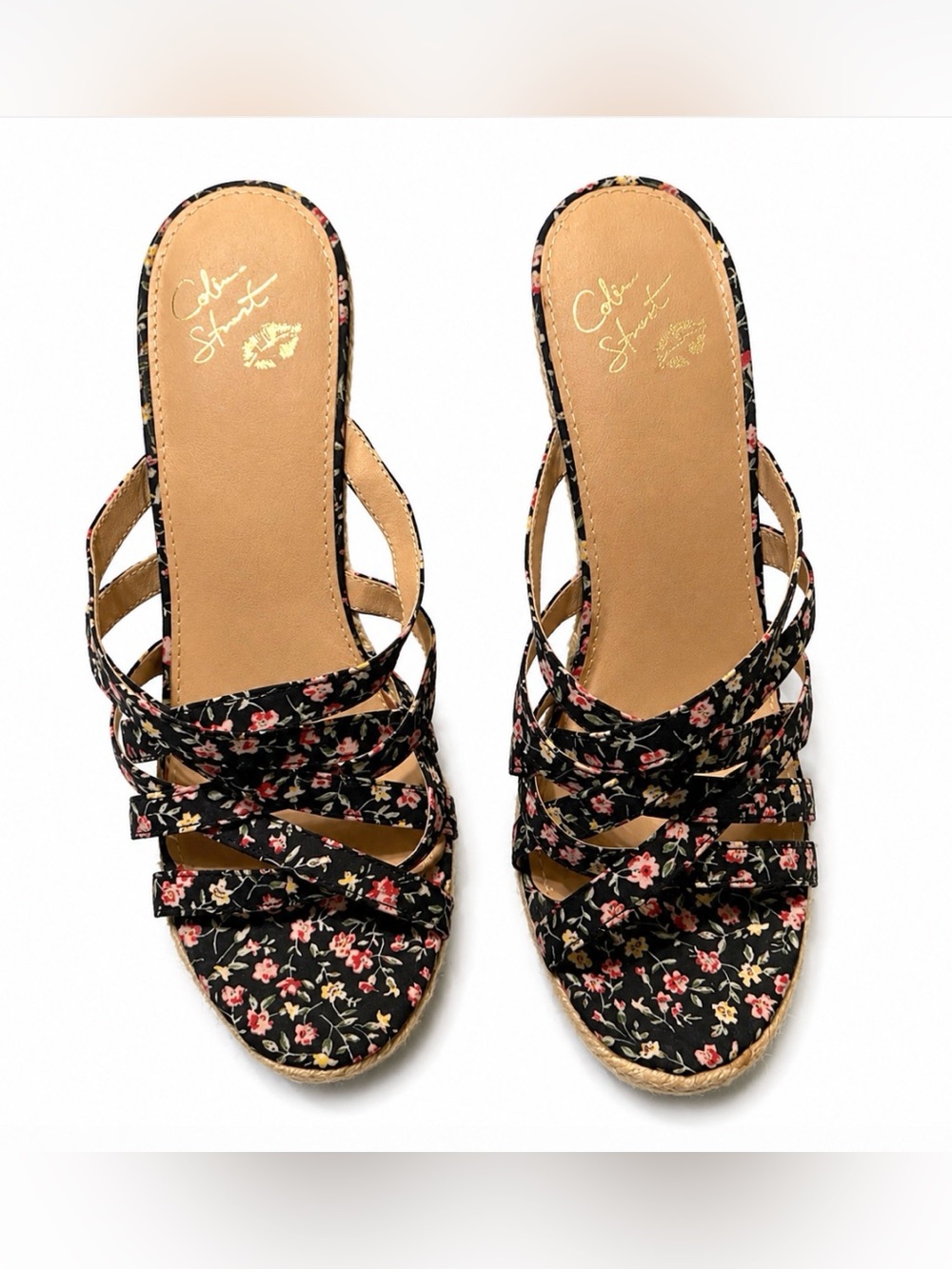 Colin Stuart Floral Wedge Sandal Size 9 Beautiful EUC